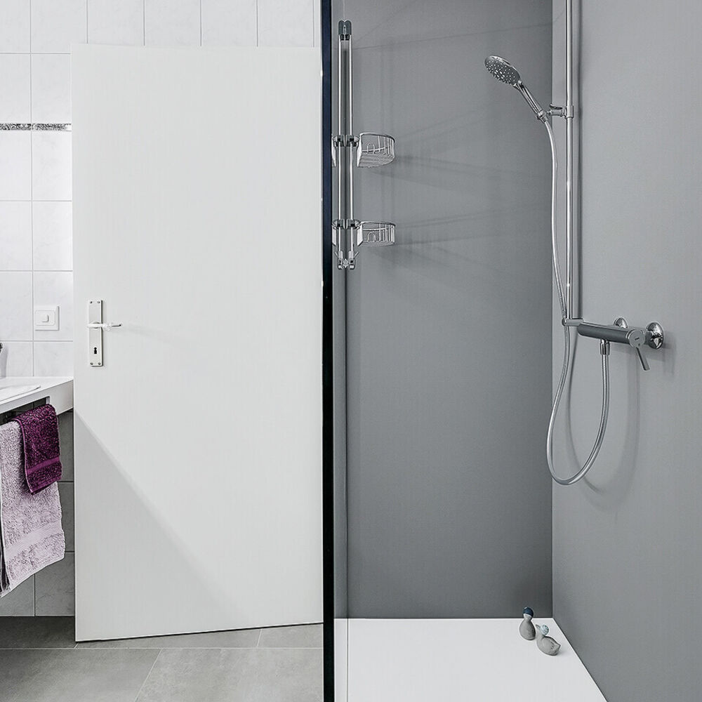 Teilsanierung dusche Regalnische Spülkasten dunkle Badmöbel