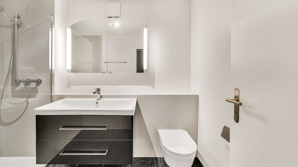 Teilsanierung komfortable dusche hell grau waschtisch spuelkastenverkleidung 2