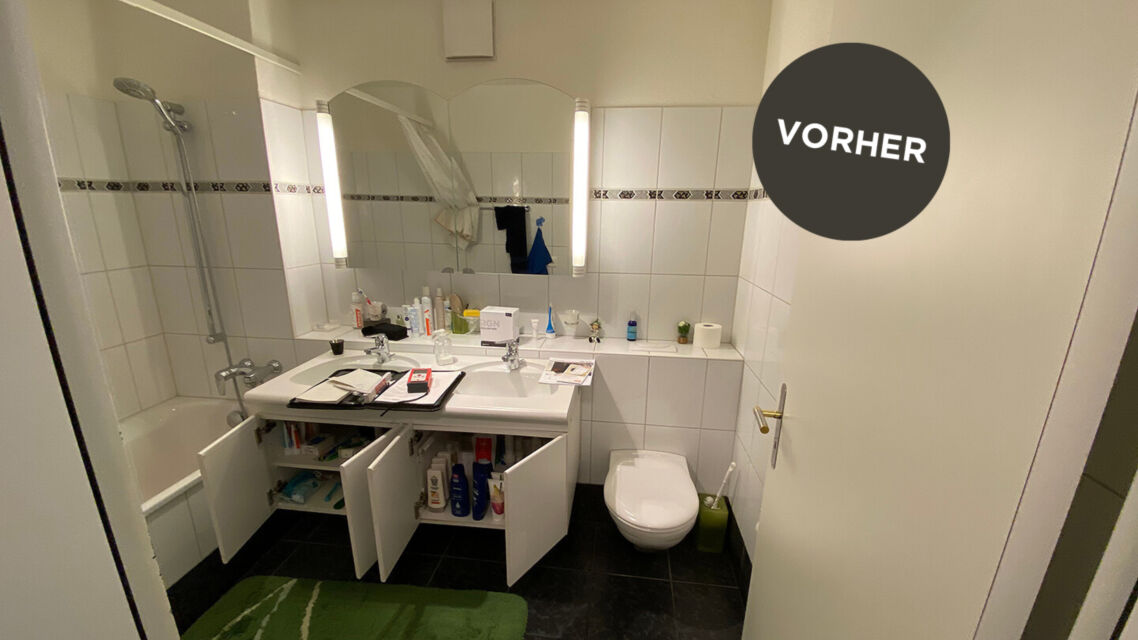 Teilsanierung komfortable dusche hell grau waschtisch spuelkastenverkleidung vorher 1