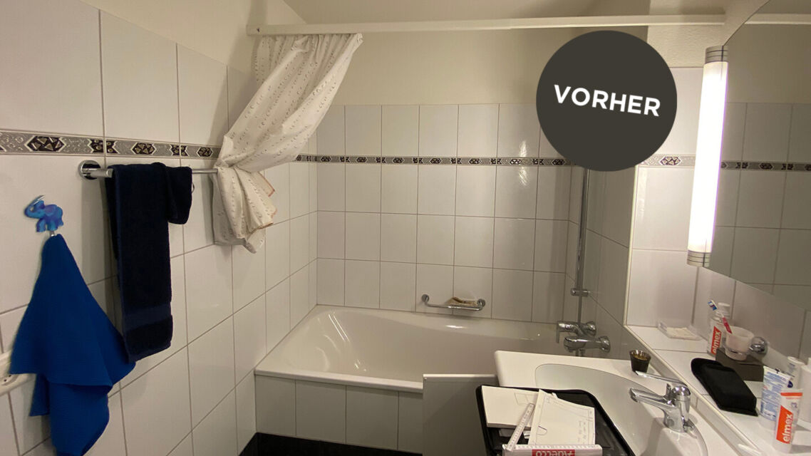 Teilsanierung komfortable dusche hell grau waschtisch spuelkastenverkleidung vorher 2